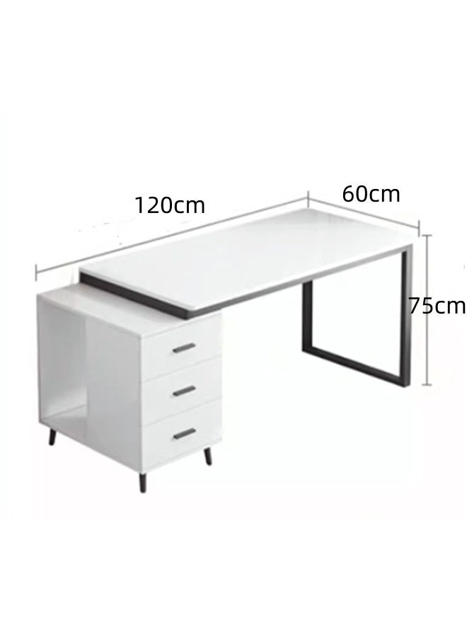 JCB CHIC 120cm Ergonomic  Writing Desk with 3 Drawers & Storage，Minimalist Workstation  Computer Desk for Gaming & Writing，Extension Modern Wooden Study Table for Home, Living Room & Office - Image 2